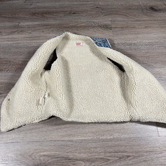 Levi's‎ Women's Vest Fleece Sherpa Lined Denim Made In U.S.A. Western S Blue - Picture 8 of 9
